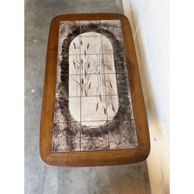 Oak Rectangular Tile-Top Coffee Table Danish Mid-Century Modern 1970s For Sale - Image 4 of 12