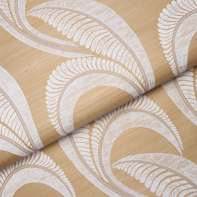 Schumacher SAMPLE - Schumacher Banana Leaf Sisal Wallpaper In Oatmeal For Sale - Image 4 of 4