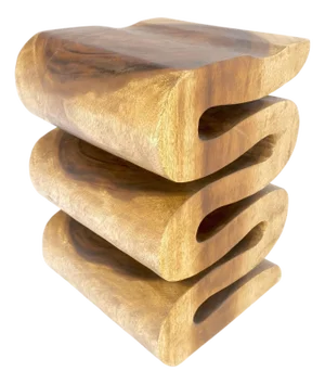 Snake Shape One Piece Carved Solid Walnut Square Top Stool Side Table Stand MINT