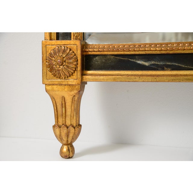 Italian Carved Wood Wall Mantel Gilt Mirror For Sale - Image 9 of 10