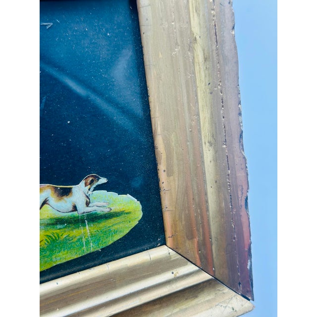 Wood Hunting Scene in Antique Gold Gilt Frame For Sale - Image 7 of 9
