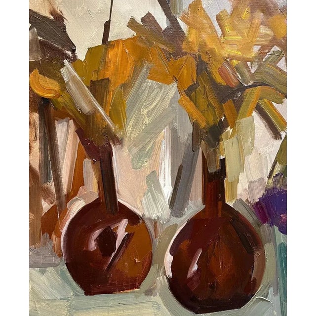 René Guinand, Faded Flowers, 1980s, Oil on Canvas For Sale - Image 6 of 14