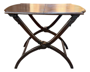 Antique English Campaign Coaching Table With Folding Mechanism