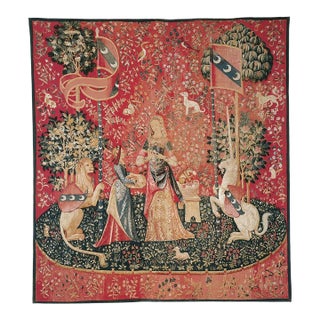 La Dame a La Licorne 'L'Odorat' Silkscreen Tapestry - 100 X 84 Cm (3'3" X 2'9") - Requires Rod Size 2 For Sale
