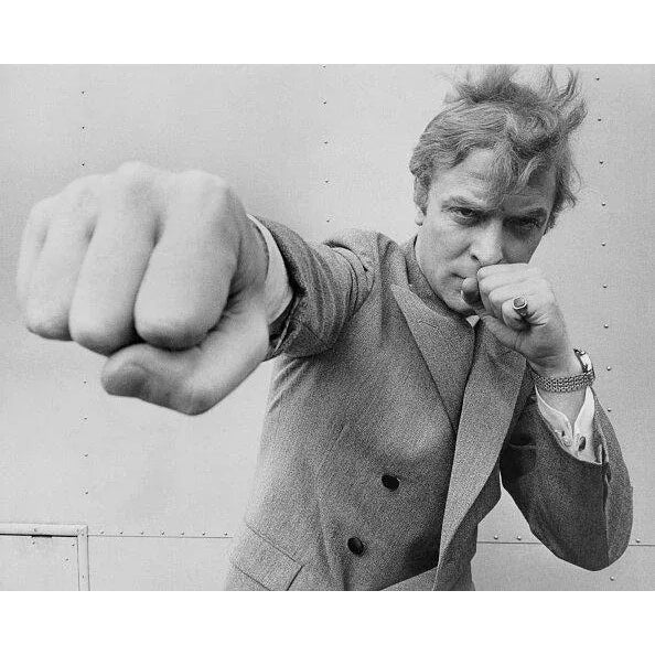 Michael Caine Throwing a Punch' Contemporary Archival Black and White Photograph Print From the Original Negative by Stephan C. Archetti - 20x16 For Sale - Image 4 of 4