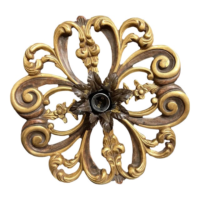 1990s Italian Wooden Ceiling Light Fixture For Sale