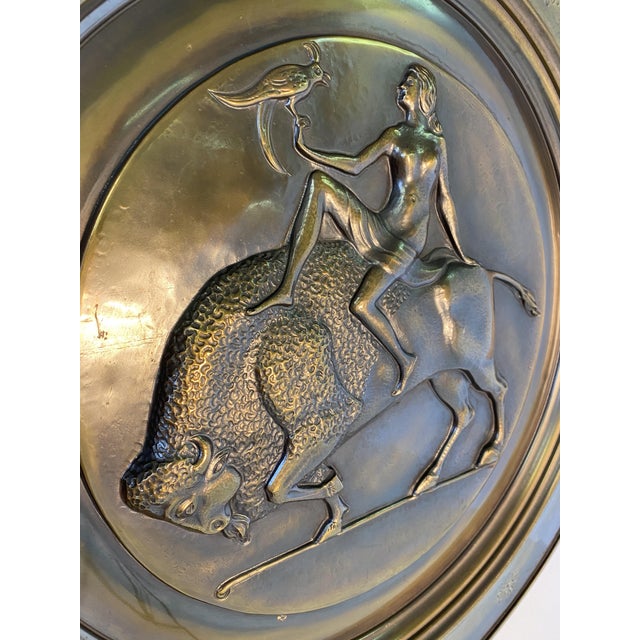 Art Deco Decorative Brass Plates, 1940s, Set of 2 For Sale - Image 6 of 7