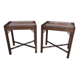 Chippendale Mahogany Side Lamp Tables, 1910, Set of 2 For Sale