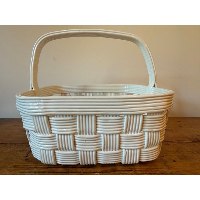 Vintage Woven Ceramic Handled Basket, Made in Italy For Sale - Image 4 of 8
