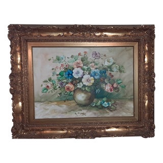 Alfonse Renè, Flowers, 1980, Oil on Canvas For Sale