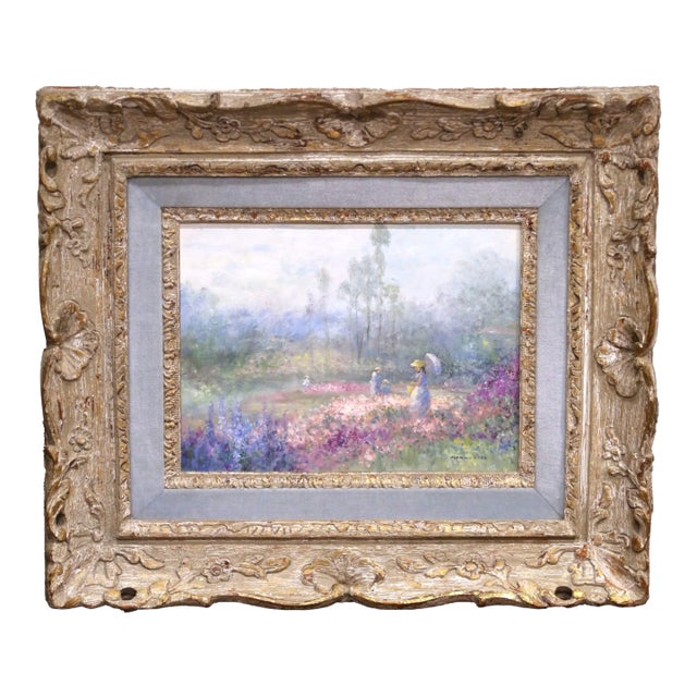 Mid-Century Impressionist Garden Landscape Oil Painting Signed Marion Rice For Sale