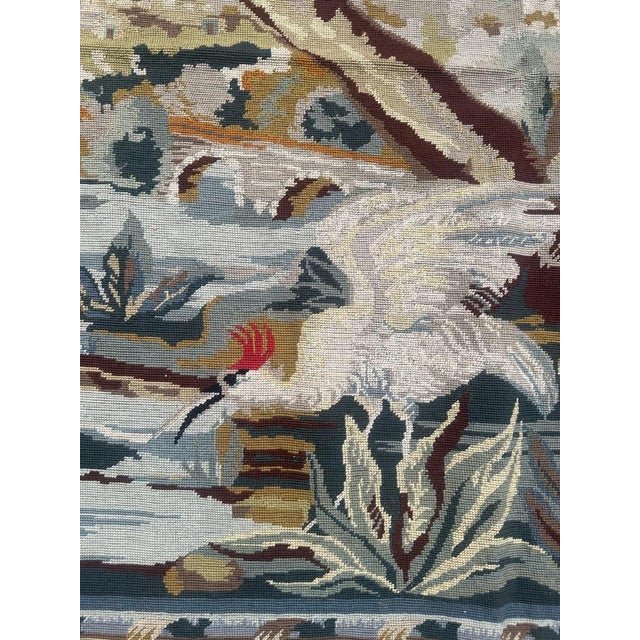 Textile Vintage French Needlepoint Tapestry with Landscape Motif in the style of Aubusson, 1960s For Sale - Image 7 of 18