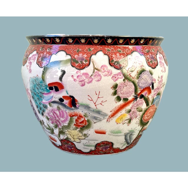 Chinese Chinese Hand Painted Fishbowl Planter For Sale - Image 3 of 11