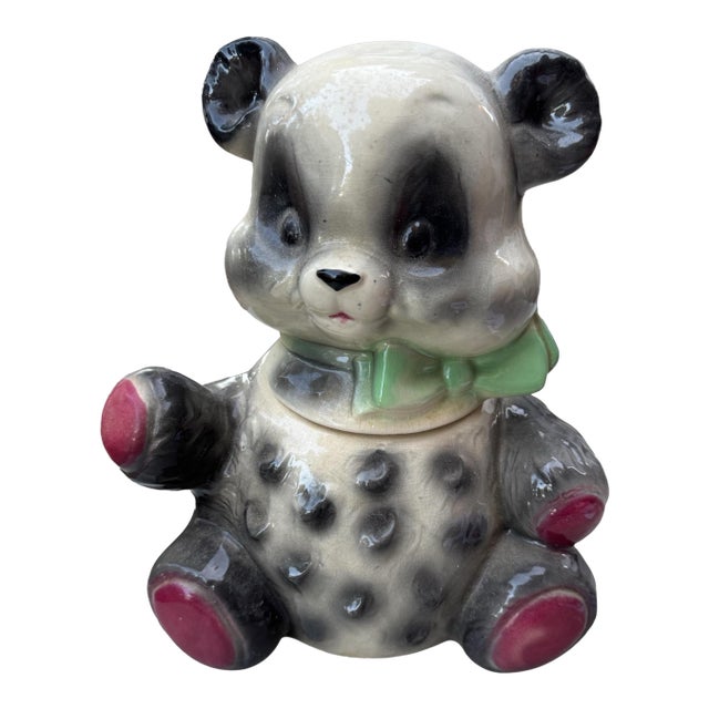 Vintage Brush McCoy Figural Panda Bear Cookie Jar For Sale