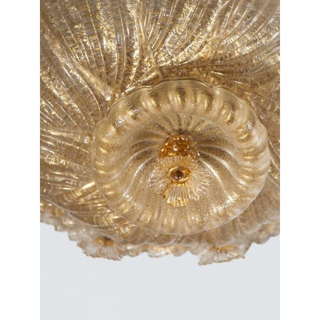 1930s Large Flower Gilt Art Glass Murano Flush Mount by Barovier & Toso, 1930 For Sale - Image 5 of 12
