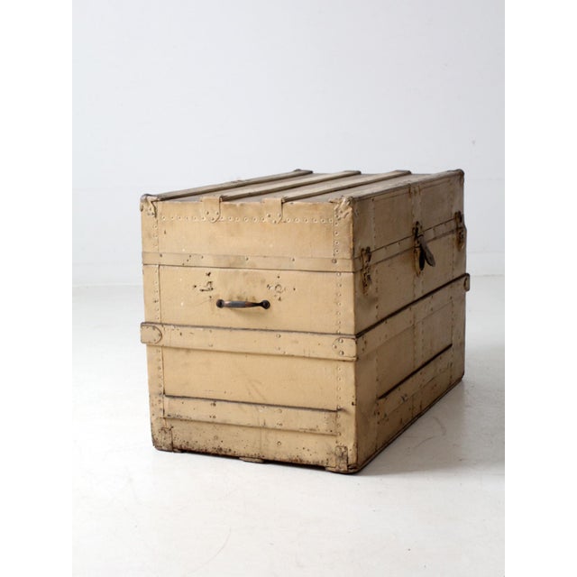 Antique Wooden Steamer Trunk For Sale - Image 13 of 18