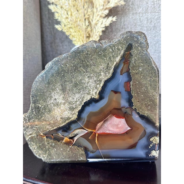 Stone Mid 20th Century Spectacular Red Fox Agate Thunderegg Extra Large Bookends For Sale - Image 7 of 10