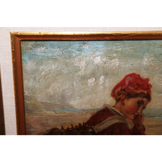 Beautiful Signed Oil on Board Early 1900s Era Painting of Young Woman For Sale - Image 11 of 12