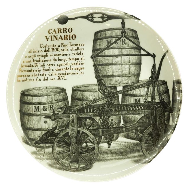 Carro Vinario Plate by Piero Fornasetti for Martini & Rossi, 1960s For Sale