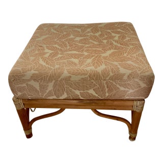 1980s McGuire Ottoman with Cushion For Sale