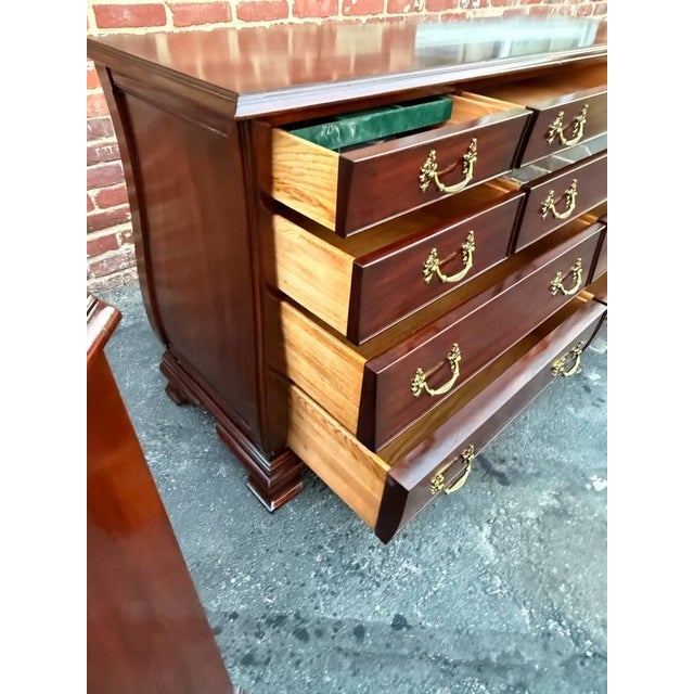 Henkel Harris Solid Mahogany Bombe Style Dresser For Sale - Image 14 of 17