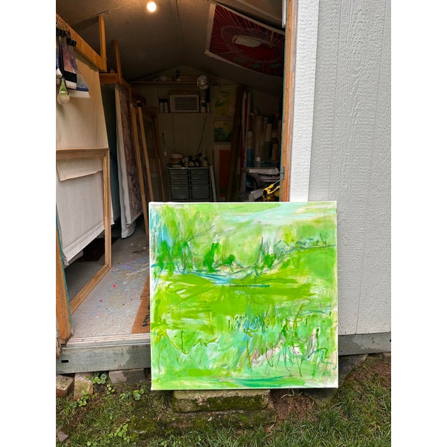 2020s "Nashville Green" by Trixie Pitts Monochromatic Abstract Landscape For Sale - Image 5 of 12