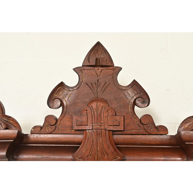 Late 19th Century Herter Brothers Style Antique Victorian Eastlake Carved Walnut Wall Mirror, Circa 1880s For Sale - Image 5 of 8