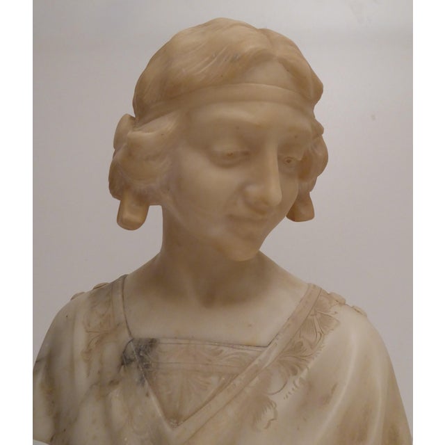 Antique Art Nouveau Carved Alabaster Bust, 1920s For Sale - Image 3 of 10