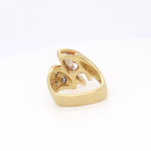 Metal Modernist 18k Gold & 2.22 CTW Marquise Brilliant Cut Diamond Signet Style Ring For Sale - Image 7 of 12