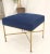 McCobb Square Brass Square Base New Navy Blue Upholstery Bench Stool For Sale - Image 10 of 12