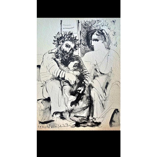 Pablo PICASSO, "Scène de Famille" (Family Scene), 1936; pochoir-enhanced lithograph after a watercolor (Jacomet process),...