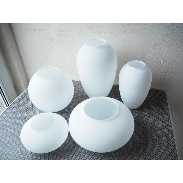 Mid-Century Opaline Glass Vases, Bohemia, 1960s, Set of 5 For Sale - Image 9 of 11