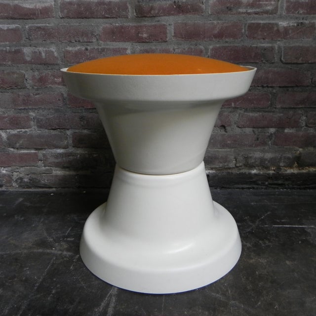 Vintage Stool with Orange Seat, 1970s For Sale - Image 9 of 9