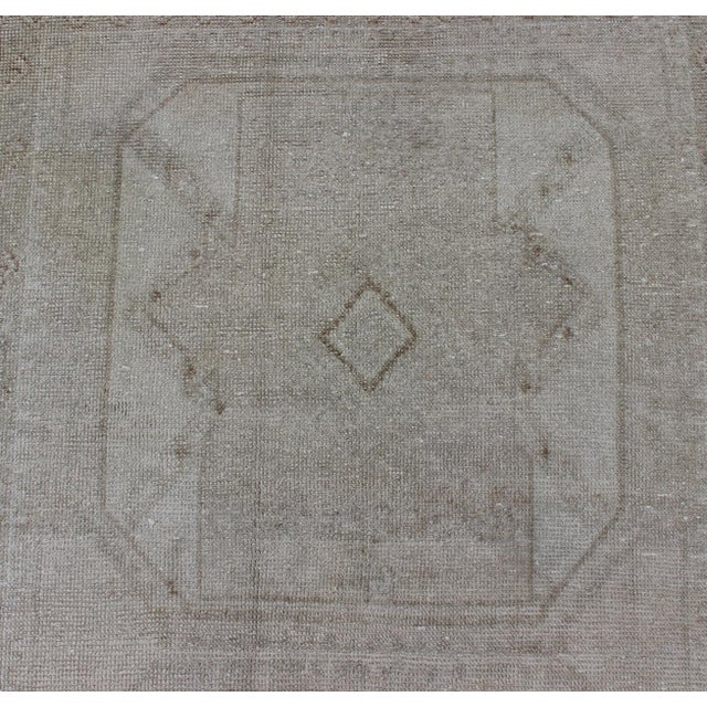 Vintage Turkish Oushak Runner in Soft Taupe and Pale Light Blue 3'7 X 11'1 For Sale - Image 9 of 10