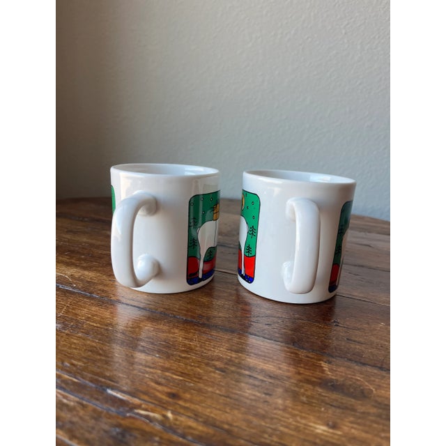 Vintage 1980’s Fpc England Alan Wood Reindeer Mugs- Set of 2 For Sale - Image 4 of 8