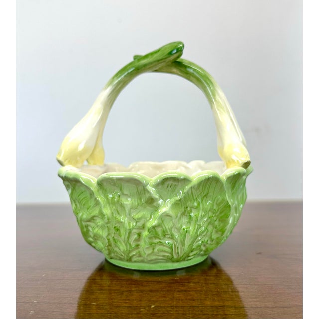 Ceramic Vintage Fritz and Floyd Small Spring Onion Cabbage Basket Serving Dish For Sale - Image 7 of 8