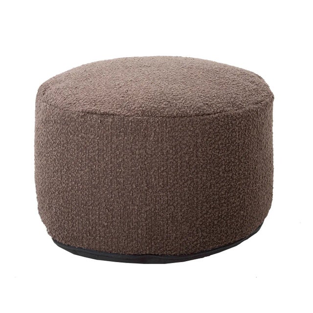 Kenneth Ludwig Chicago Pouf Ottoman in Barbet Chocolate Bouclé For Sale - Image 4 of 4