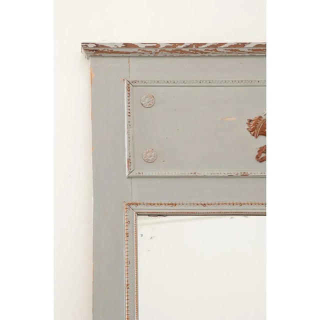 French 19th Century Painted Trumeau With Original Mirror Glass For Sale - Image 4 of 10