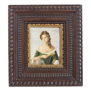 Jose Almonte, Portrait of a Lady, Oil Painting on Copper For Sale