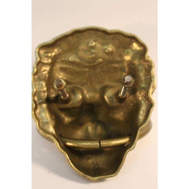 Gold Vintage Door Knocker Lion Head in Brass, 1950s For Sale - Image 8 of 18