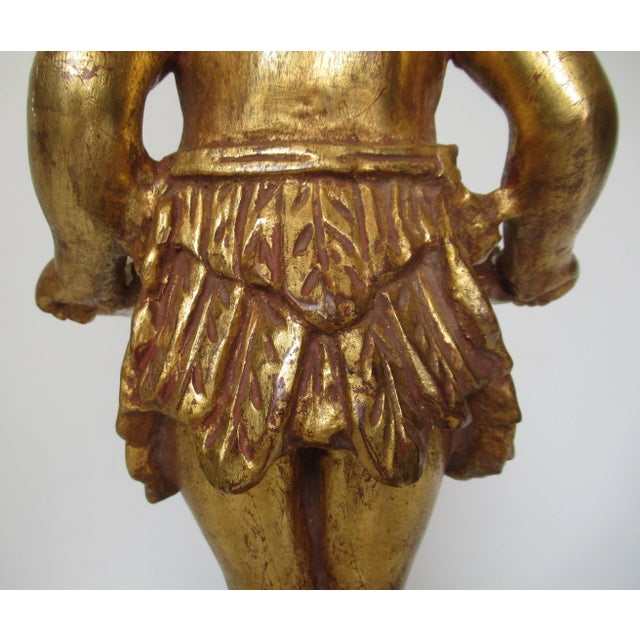 Goldenrod Vintage Hollywood Regency Italian Venetian Carved Gilt Gold & Silver Burnished Figurine, Accent With Carved Grotto Shell For Sale - Image 8 of 13