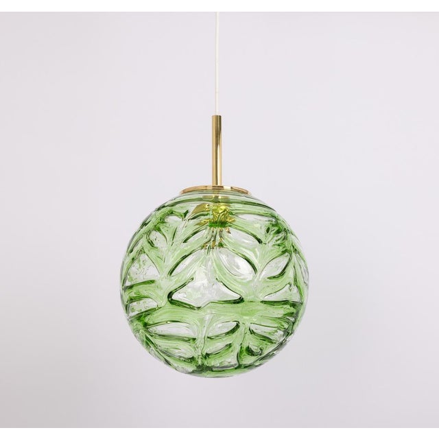 Large Green Murano Ball Pendant Light from Doria, Germany, 1970s For Sale - Image 4 of 10