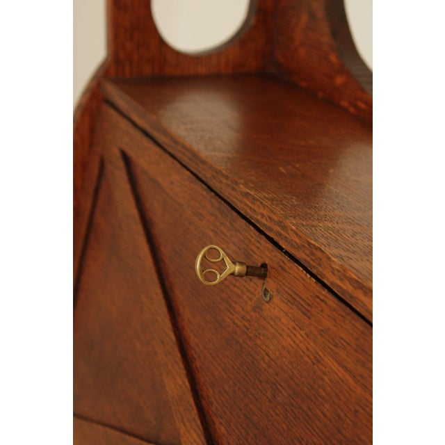 Wood Arts & Crafts Antique Oak Drop Front Desk For Sale - Image 7 of 13
