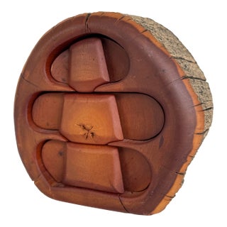 Vintage Large Spancraft Brutalist Wood Box For Sale