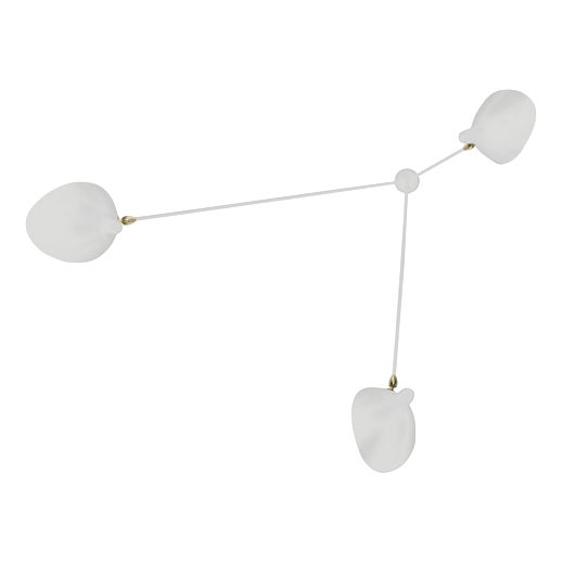 White Three Fixed Arms Spider Ceiling Lamp by Serge Mouille For Sale