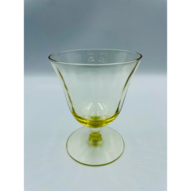 Mid 20th Century Fostoria "Fairfax" Pattern in June Topaz Footed Glasses- Set of 4 For Sale - Image 9 of 12