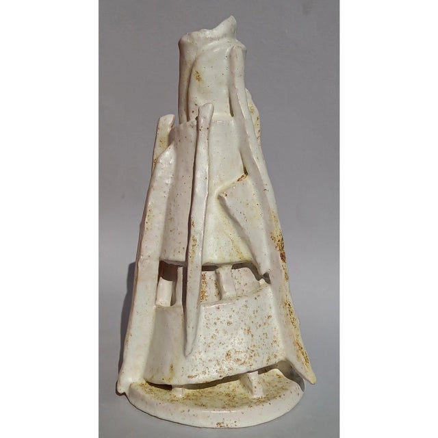 Constructivist Ceramic Vase / Lamp Base by Diane Grant This one-of-a-kind ceramic sculpture by Diane Grant draws...