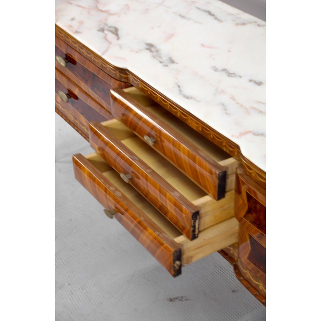 Italian Walnut Carrara Marble and Brass Sideboard from Cantu, 1960s For Sale - Image 11 of 12