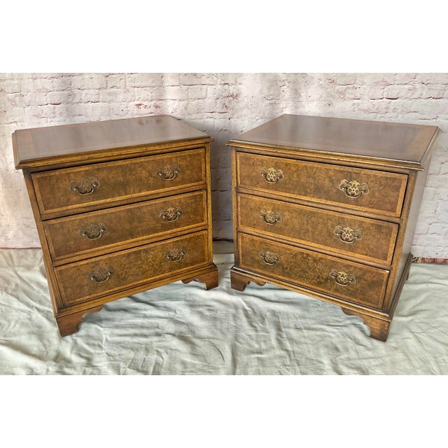 Georgian Style Burl Wood Side Chests a Pair For Sale - Image 10 of 10