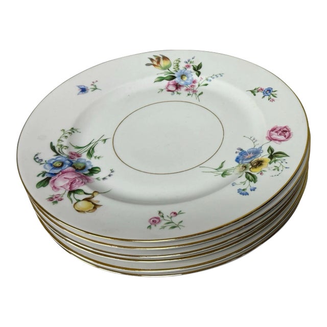 Mid 20th Century Heinrich Selb Bavaria Floral Decorated Dinner Plates- Set of 6 For Sale